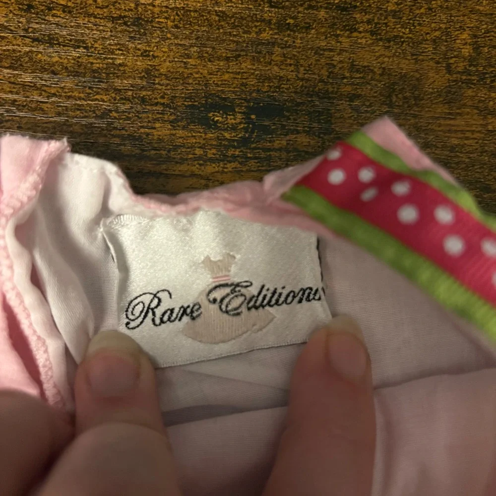 Rare Editions Pink Eyelet Sleeveles Dress/Shirt Ruffle Trim Bow (Girls 6)‎